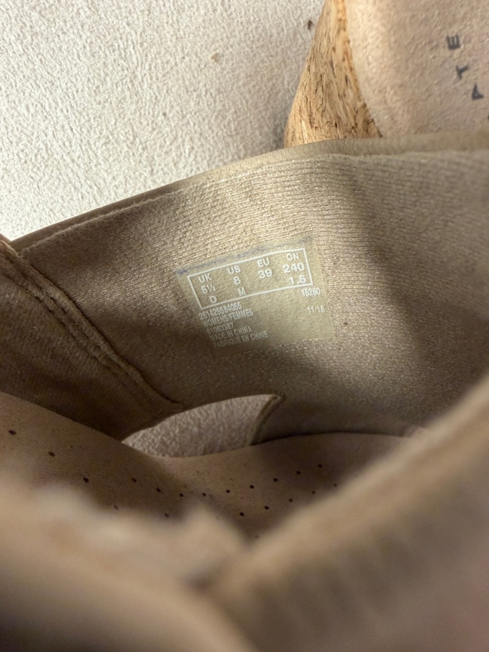 Clarks Taupe Leather Cork Slingback Wedges - Picture 6 of 12